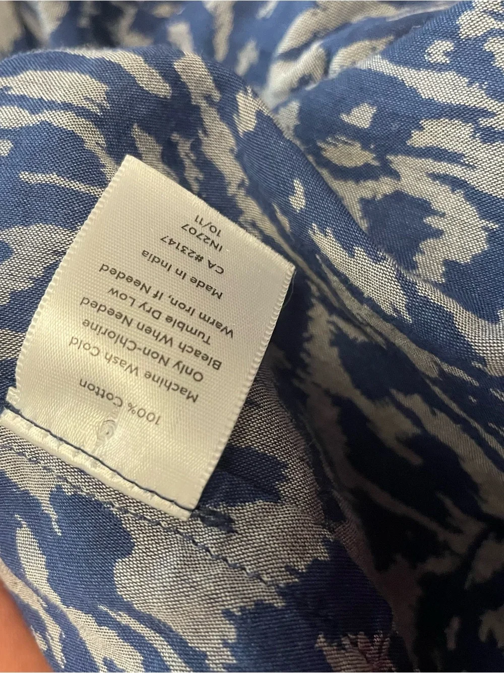 Talbots Women’s Size 1X Blue Gray Ikat Print Ruffle Boat Neck 3/4 Sleeve